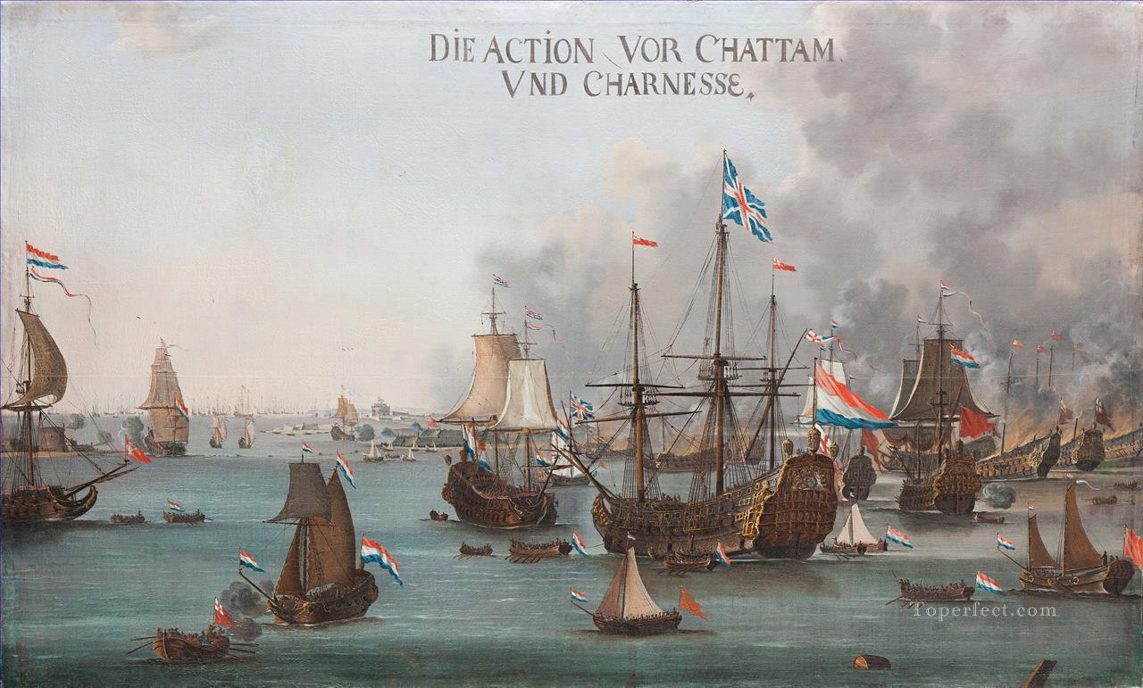 ウィレム・ファン・デル・ストゥープ チャタム海戦の戦い油絵